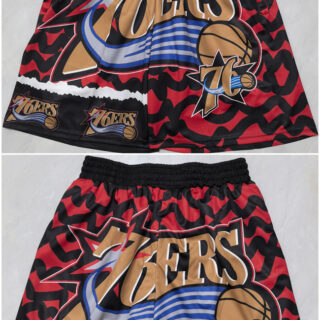 Men's Philadelphia 76ers Black Red Shorts (Run Small)