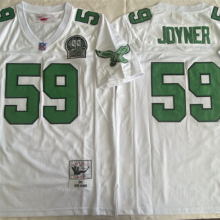 Men's Philadelphia Eagles #59 Seth Joyner White Throwback Stitched Football Jersey