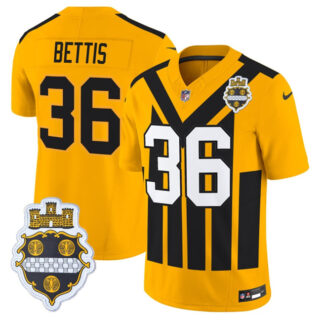Men's Pittsburgh Steelers #36 Jerome Bettis Gold 1933 F.U.S.E. Throwback Alternate Football Stitched Football Jersey