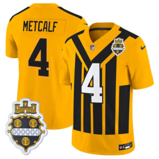 Men's Pittsburgh Steelers #4 DK Metcalf Gold 1933 F.U.S.E. Throwback Alternate Football Stitched Football Jersey