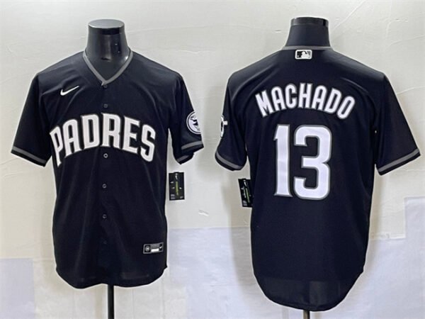 Men's San Diego Padres #13 Manny Machado Black Stitched Baseball Jersey