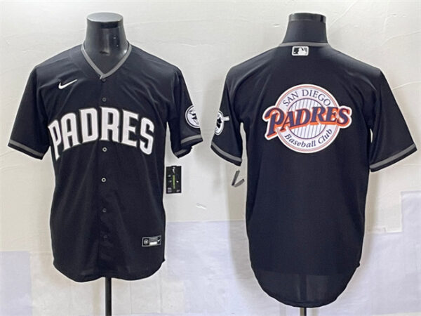 Men's San Diego Padres Team Big Logo Black Stitched Baseball Jerseys