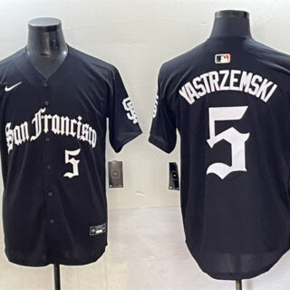 Men's San Francisco Giants #5 Mike Yastrzemski Black 'Gothic Fog Edition' Vapor Premier Limited Stitched Baseball Jersey