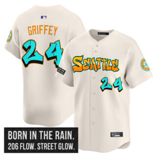 Men's Seattle Mariners #24 Ken Griffey Jr. Cream 2025 'Graffiti Emerald Drop Edition' Vapor Premier Limited Stitched Jersey