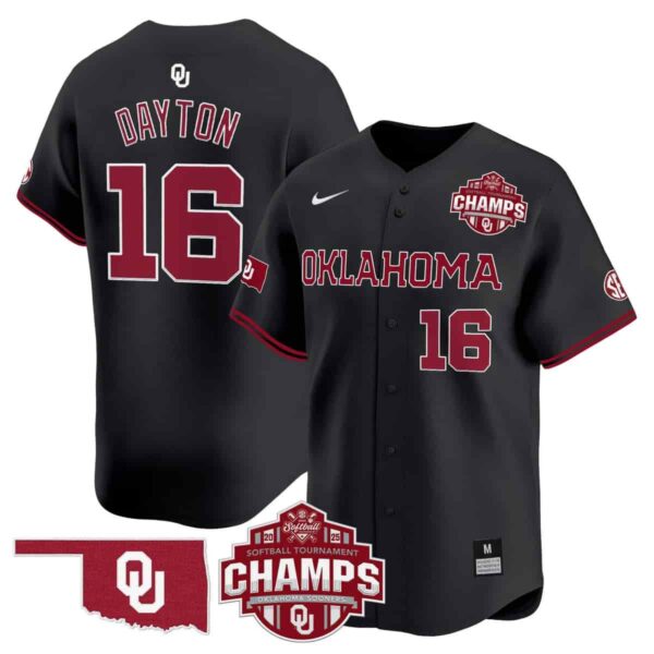 Men's Oklahoma Sooners #16 Abigale Dayton 2025 SEC Softball Conference Tournament Champions Patch Vapor Premier Limited Jersey All Stitched