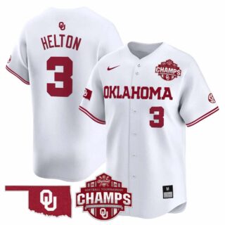 Men's Oklahoma Sooners #3 Chaney Helton 2025 SEC Softball Conference Tournament Champions Patch Vapor Premier Limited Jersey All Stitched