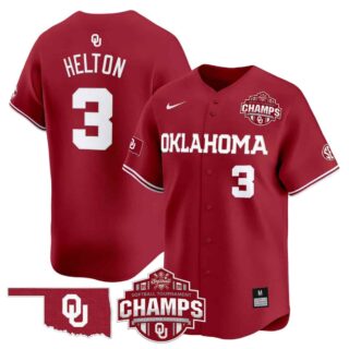 Men's Oklahoma Sooners #3 Chaney Helton 2025 SEC Softball Conference Tournament Champions Patch Vapor Premier Limited Jersey All Stitched