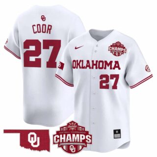 Men's Oklahoma Sooners #27 Hannah Coor 2025 SEC Softball Conference Tournament Champions Patch Vapor Premier Limited Jersey All Stitched