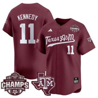 Men's Texas A&M Aggies #11 Emiley Kennedy 2025 SEC Softball Conference Tournament Champions Patch Vapor Premier Limited Jersey All Stitched