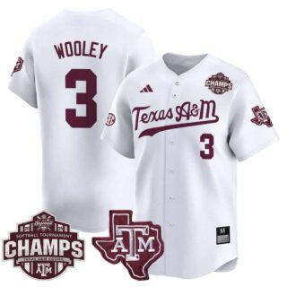 Men's Texas A&M Aggies #3 Koko Wooley 2025 SEC Softball Conference Tournament Champions Patch Vapor Premier Limited Jersey All Stitched