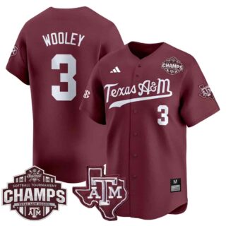 Men's Texas A&M Aggies #3 Koko Wooley 2025 SEC Softball Conference Tournament Champions Patch Vapor Premier Limited Jersey All Stitched
