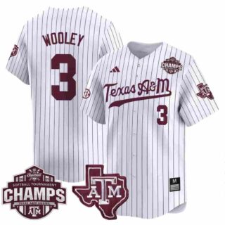 Men's Texas A&M Aggies #3 Koko Wooley 2025 SEC Softball Conference Tournament Champions Patch Vapor Premier Limited Jersey All Stitched