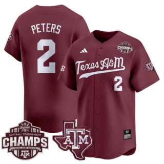 Men's Texas A&M Aggies #2 Sidne Peters 2025 SEC Softball Conference Tournament Champions Patch Vapor Premier Limited Pinstripe Jersey All Stitched