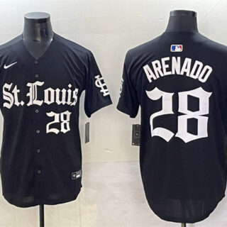 Men's St. Louis Cardinals #28 Nolan Arenado Black 'Gothic Legacy Edition' Vapor Premier Limited Stitched Baseball Jersey
