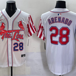 Men's St.Louis Cardinals #28 Nolan Arenado White Independence Day Vapor Premier Limited Stitched Baseball Jersey