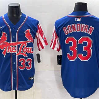Men's St.Louis Cardinals #33 Brendan Donovan Royal Independence Day Vapor Premier Limited Stitched Baseball Jersey
