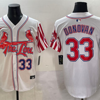 Men's St.Louis Cardinals #33 Brendan Donovan White Independence Day Vapor Premier Limited Stitched Baseball Jersey