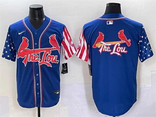 Men's St.Louis Cardinals Team Big Logo Royal Independence Day Vapor Premier Limited Stitched Baseball Jersey