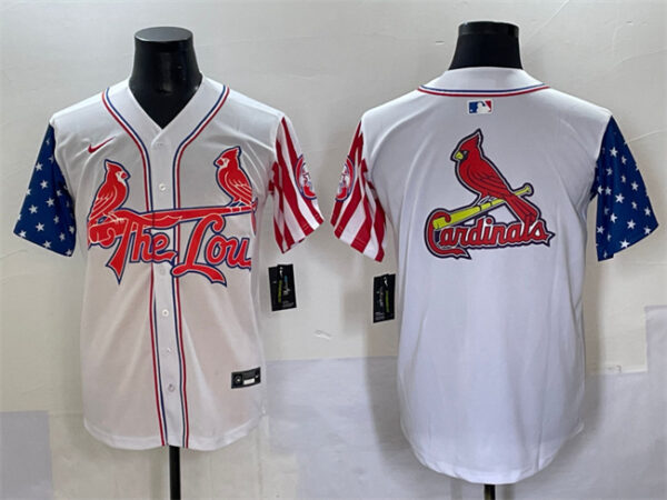 Men's St.Louis Cardinals Team Big Logo White Independence Day Vapor Premier Limited Stitched Baseball Jerseys