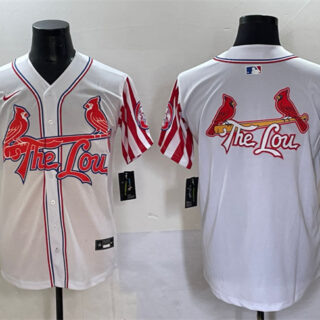 Men's St.Louis Cardinals Team Big Logo White Independence Day Vapor Premier Limited Stitched Baseball Jersey