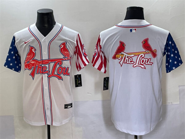 Men's St.Louis Cardinals Team Big Logo White Independence Day Vapor Premier Limited Stitched Baseball Jersey