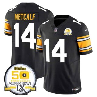 Men's Pittsburgh Steelers 50th Anniversary Of Super Bowl IX Patch Vapor Limited Jersey All Stitched DK Metcalf