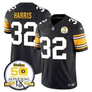 Men's Pittsburgh Steelers 50th Anniversary Of Super Bowl IX Patch Vapor Limited Jersey All Stitched Franco Harris