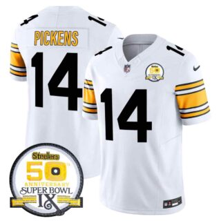 Men's Pittsburgh Steelers 50th Anniversary Of Super Bowl IX Patch Vapor Limited Jersey All Stitched George Pickens 14