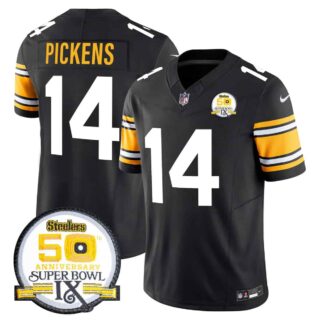 Men's Pittsburgh Steelers 50th Anniversary Of Super Bowl IX Patch Vapor Limited Jersey All Stitched George Pickens