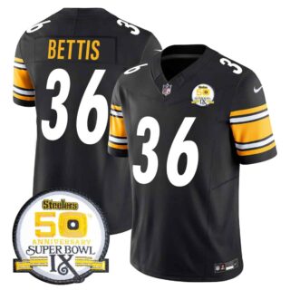 Men's Pittsburgh Steelers 50th Anniversary Of Super Bowl IX Patch Vapor Limited Jersey All Stitched Jerome Bettis 36