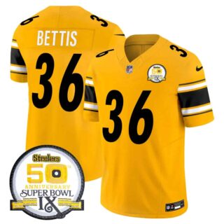 Men's Pittsburgh Steelers 50th Anniversary Of Super Bowl IX Patch Vapor Limited Jersey All Stitched Jerome Bettis 36