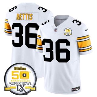 Men's Pittsburgh Steelers 50th Anniversary Of Super Bowl IX Patch Vapor Limited Jersey All Stitched Jerome Bettis 36