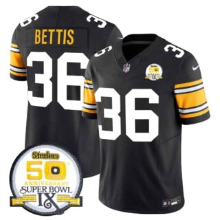 Men's Pittsburgh Steelers 50th Anniversary Of Super Bowl IX Patch Vapor Limited Jersey All Stitched Jerome Bettis