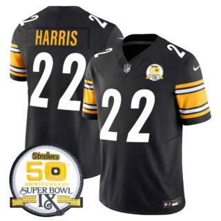 Men's Pittsburgh Steelers 50th Anniversary Of Super Bowl IX Patch Vapor Limited Jersey All Stitched Najee Harris #22