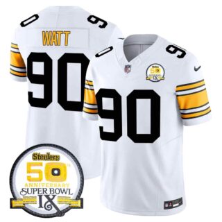Men's Pittsburgh Steelers 50th Anniversary Of Super Bowl IX Patch Vapor Limited Jersey All Stitched T. J. Watt 90