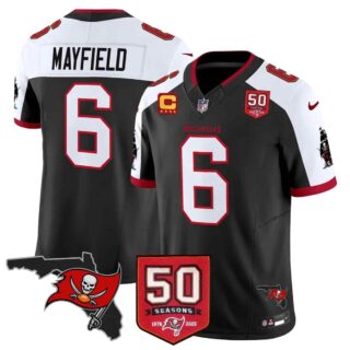 Men's Tampa Bay Buccaneers Throwback 50th Season Patch Vapor Limited Jersey All Stitched Baker Mayfield