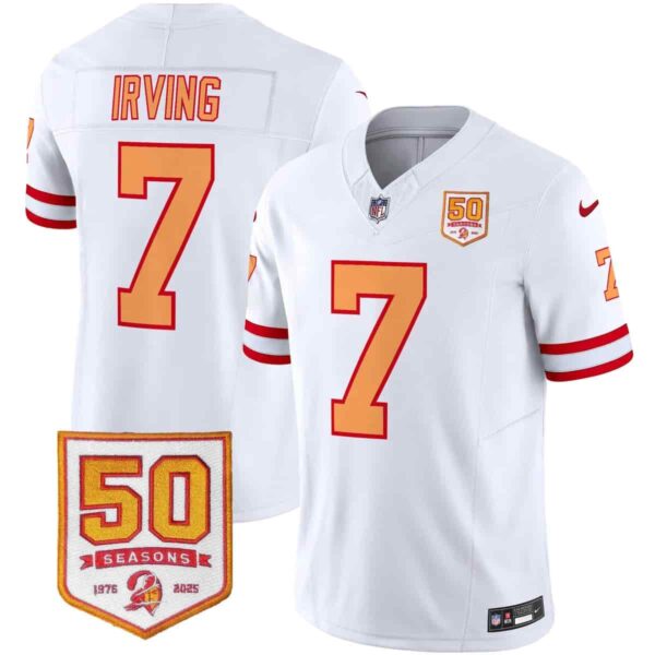 Men's Tampa Bay Buccaneers Throwback 50th Season Patch Vapor Limited Jersey All Stitched Bucky Irving #7