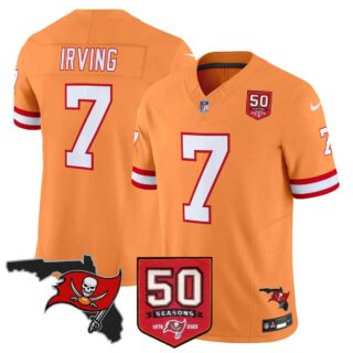 Men's Tampa Bay Buccaneers Throwback 50th Season Patch Vapor Limited Jersey All Stitched Bucky Irving #7