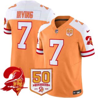 Men's Tampa Bay Buccaneers Throwback 50th Season Patch Vapor Limited Jersey All Stitched Bucky Irving #7