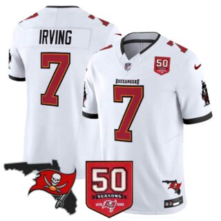 Men's Tampa Bay Buccaneers Throwback 50th Season Patch Vapor Limited Jersey All Stitched Bucky Irving #7