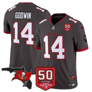 Men's Tampa Bay Buccaneers Throwback 50th Season Patch Vapor Limited Jersey All Stitched Chris Godwin-14