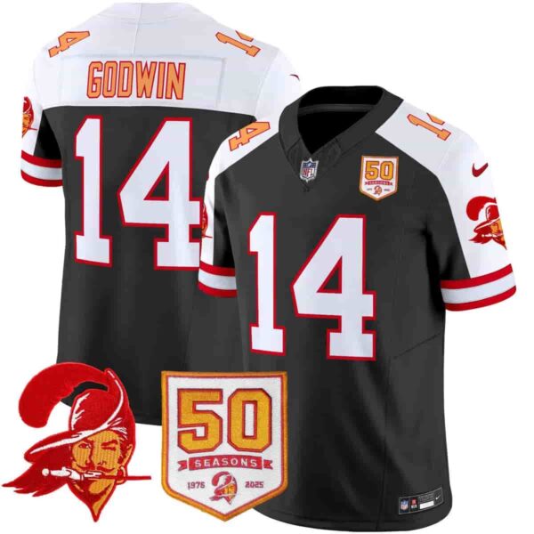 Men's Tampa Bay Buccaneers Throwback 50th Season Patch Vapor Limited Jersey All Stitched Chris Godwin 14