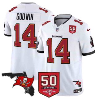 Men's Tampa Bay Buccaneers Throwback 50th Season Patch Vapor Limited Jersey All Stitched Chris Godwin 14