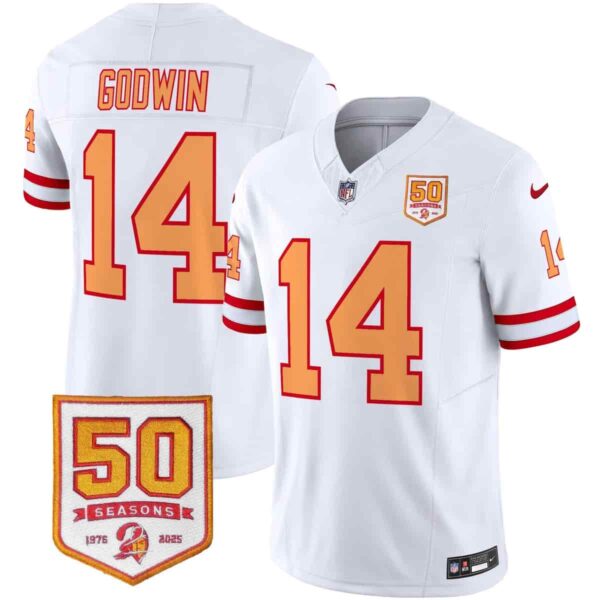 Men's Tampa Bay Buccaneers Throwback 50th Season Patch Vapor Limited Jersey All Stitched Chris Godwin #14