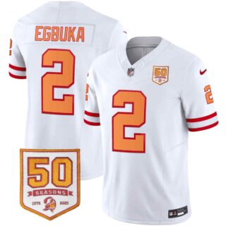 Men's Tampa Bay Buccaneers Throwback 50th Season Patch Vapor Limited Jersey All Stitched Emeka Egbuka #2