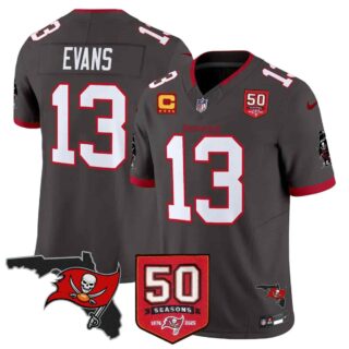 Men's Tampa Bay Buccaneers Throwback 50th Season Patch Vapor Limited Jersey All Stitched Mike Evans -13