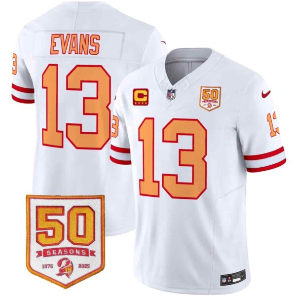 Men's Tampa Bay Buccaneers Throwback 50th Season Patch Vapor Limited Jersey All Stitched Mike Evans #13