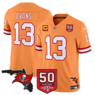 Men's Tampa Bay Buccaneers Throwback 50th Season Patch Vapor Limited Jersey All Stitched Mike Evans #13
