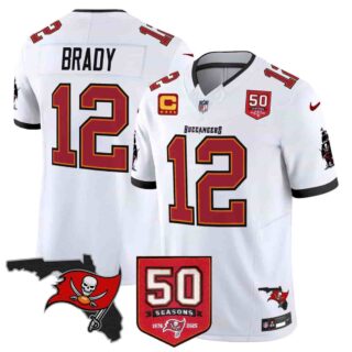Men's Tampa Bay Buccaneers Throwback 50th Season Patch Vapor Limited Jersey All Stitched Tom Brady 12