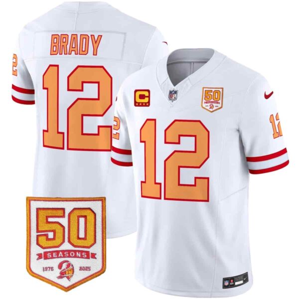 Men's Tampa Bay Buccaneers Throwback 50th Season Patch Vapor Limited Jersey All Stitched Tom Brady #12